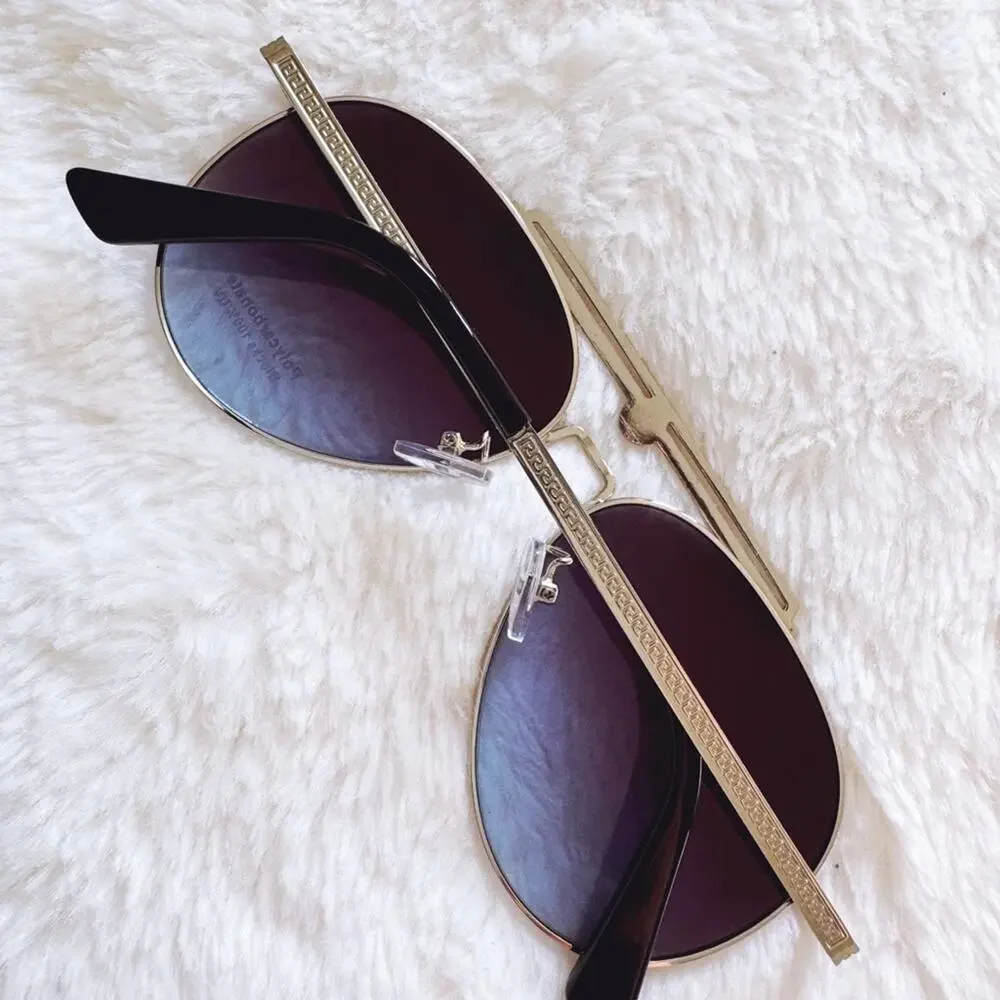 Doug Clear Blue W/ Silver Rim Aviator Sunglasses